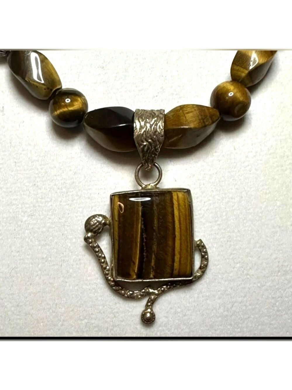 Vintage Costume Jewelry Tigers Eye Necklace